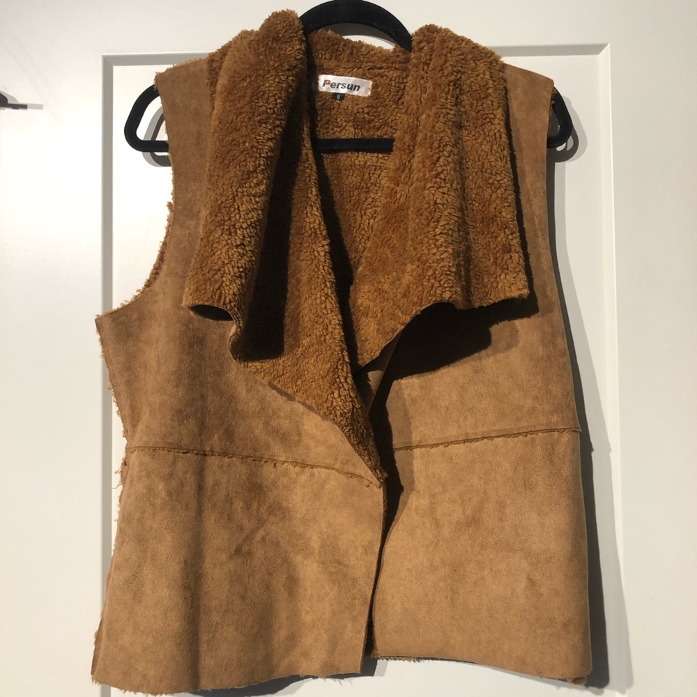 Brown Cowhide Fuzzy Vest